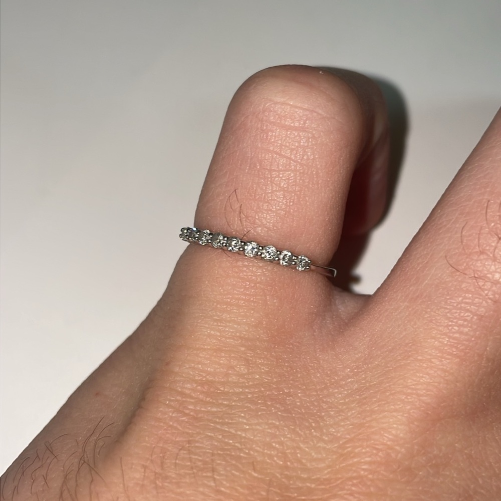 Solid 14K 1/5CTW Natural Diamond Micro Pave Band Stacking Stack Minimalist Ring